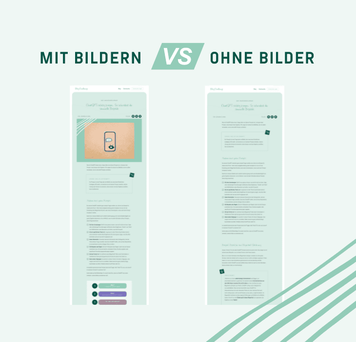 Einer unserer Blogartikel im direkten Vergleich: mit und ohne Bilder