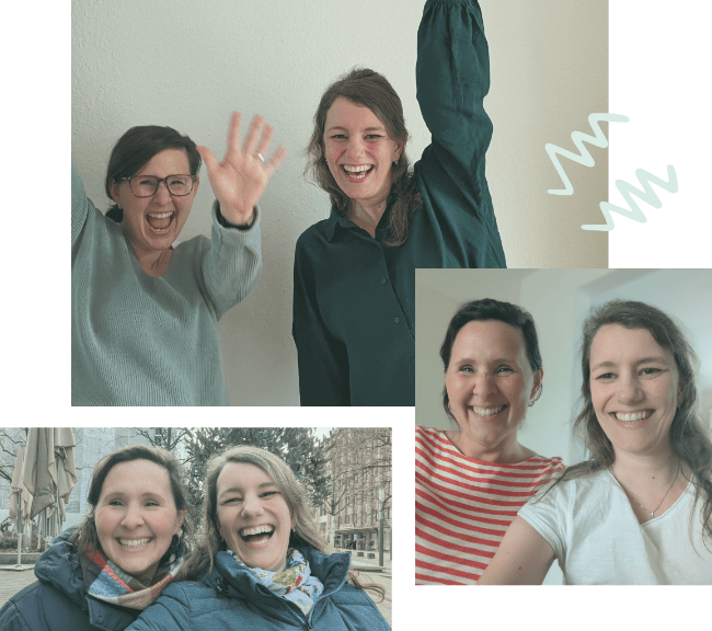 Drei verschiedene Fotos jeweils mit Nina & Johanna darauf